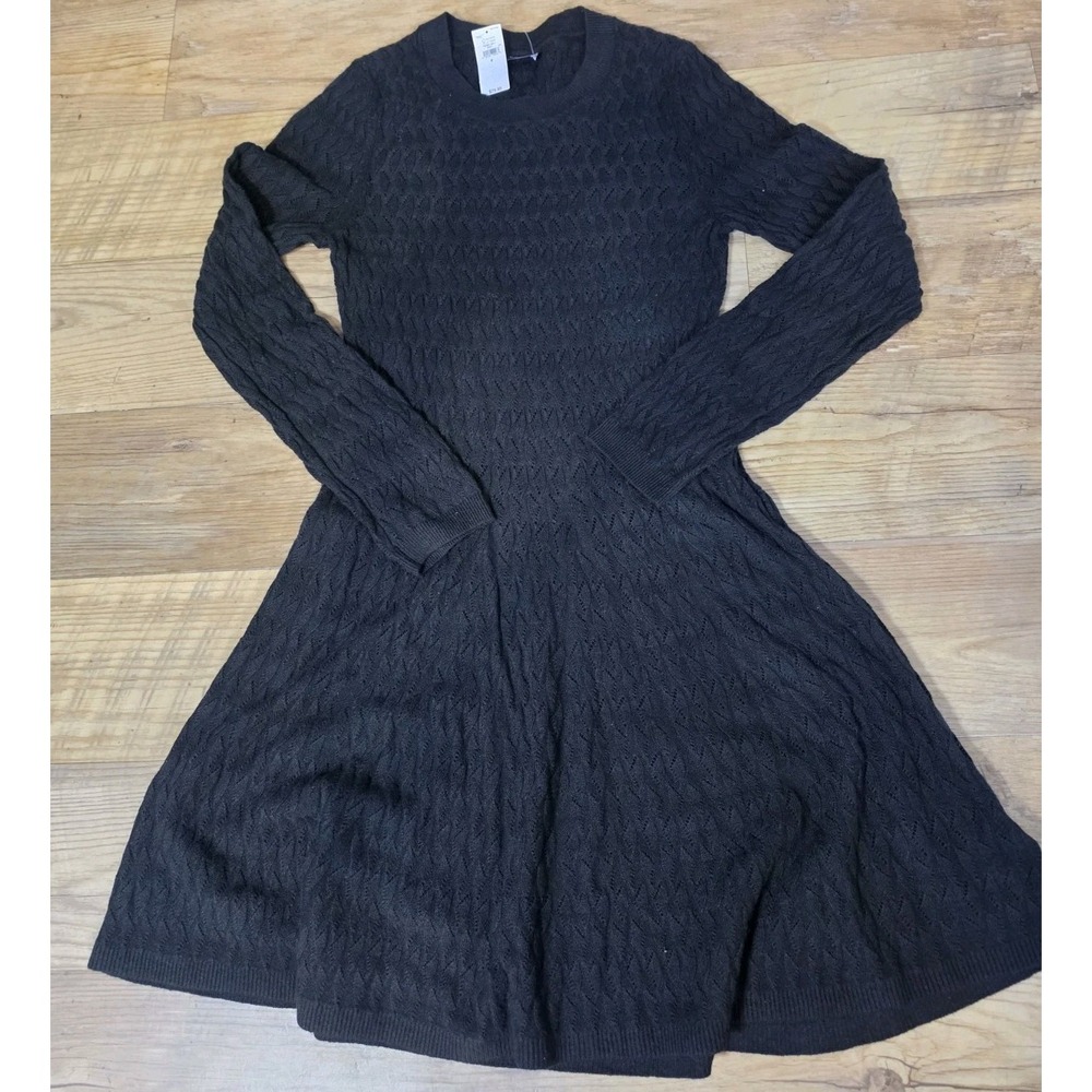 GAP Women's Black Short A-Line Long Sleeve Sweater Dress Size S NWT